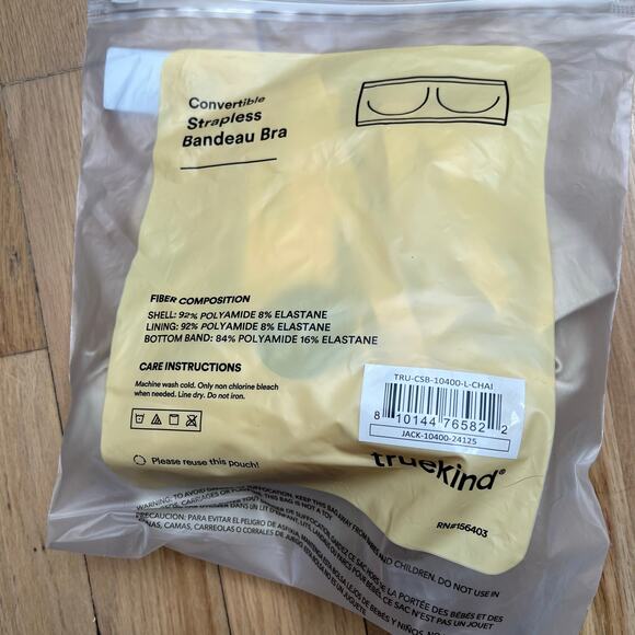 NEW Truekind Women's L Convertible Strapless Bandeau Bra Beige Nude Adhesive - Picture 8 of 9